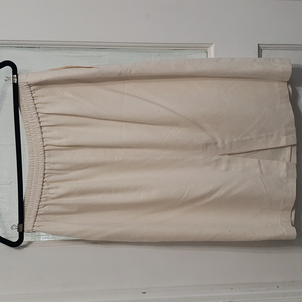 Vintage 90s Georgiou Cream Silk Skirt w/ Pockets - Picture 2 of 12